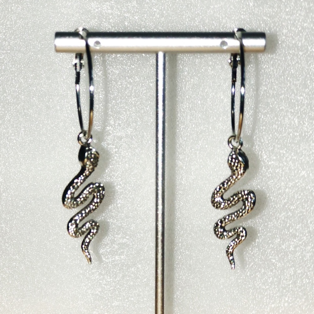 Small snakes on silver hoops